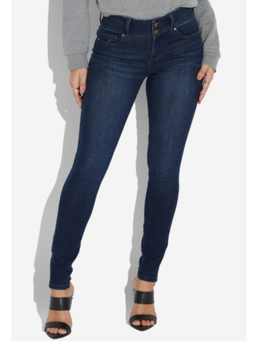 2 For $15 JustFab Dark Indigo High-Rise Skinny Jeans